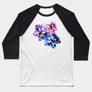Hibiscus Trio - Multicolor Baseball T-Shirt